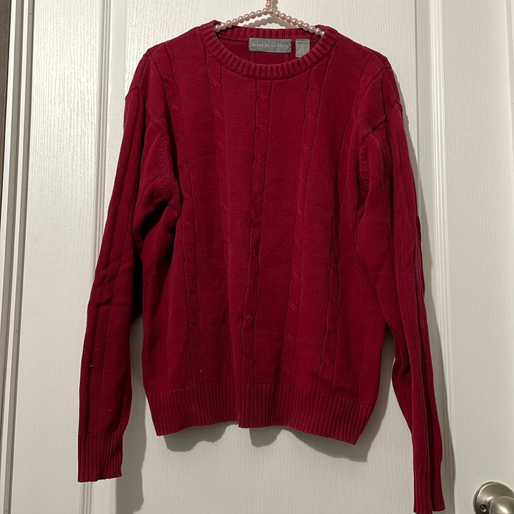 Men’s 90s Oscar De La Renta Red Crewneck  Sweater